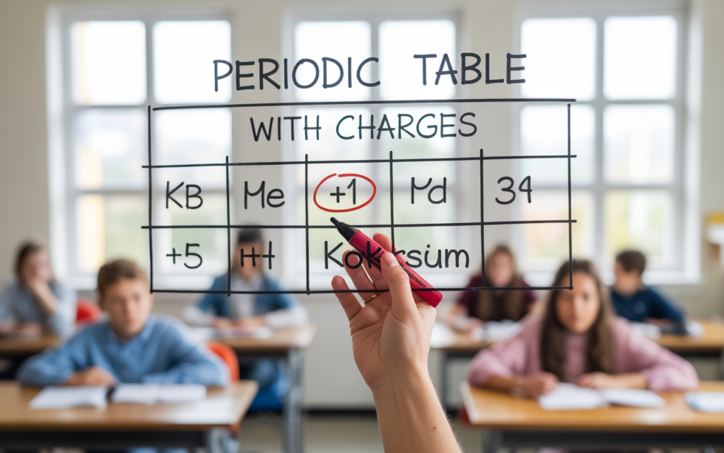 periodic table with charges